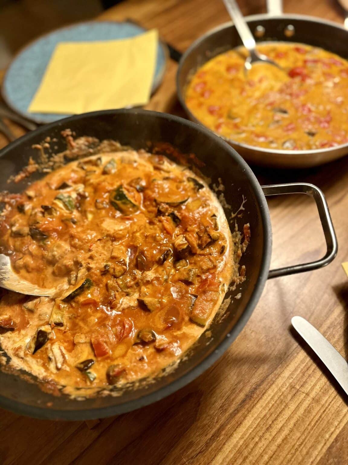 Zwei indische Currys: einmal mit Lammfilet und einmal mit Gemüse